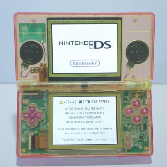 Nintendo DS Lite Transparent Clear Pink & Yellow Lemonade Handheld Game System - Picture 2 of 9